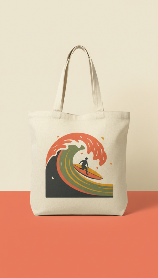 Deep Surf canvas tote bag